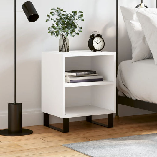 Bedside Table White 40x30x50 cm Wood Material