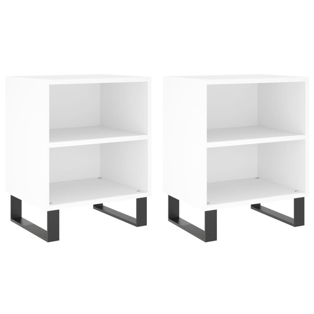 Bedside tables 2 pcs. White 40x30x50 cm wood material