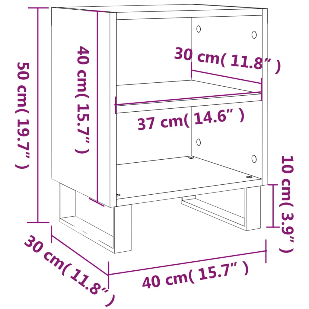 Bedside tables 2 pcs. White 40x30x50 cm wood material