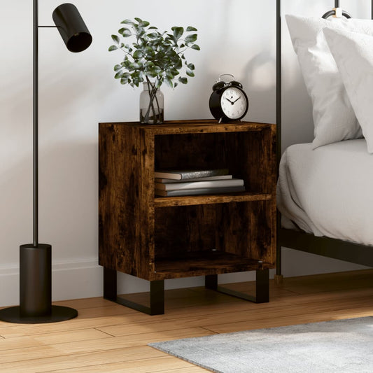 Bedside table smoked oak 40x30x50 cm wood material