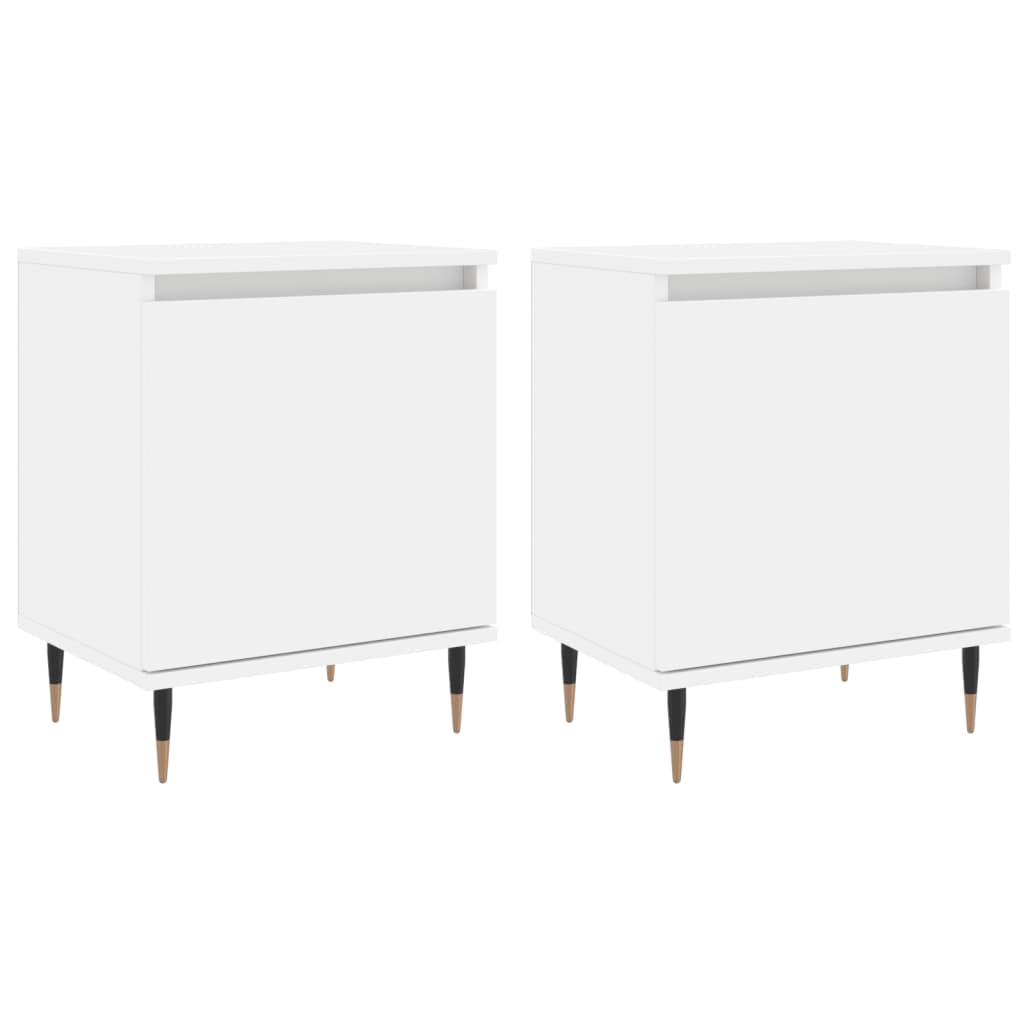 Bedside tables 2 pcs. White 40x30x50 cm wood material