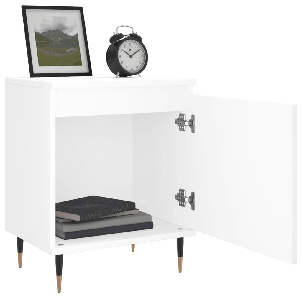 Bedside tables 2 pcs. White 40x30x50 cm wood material