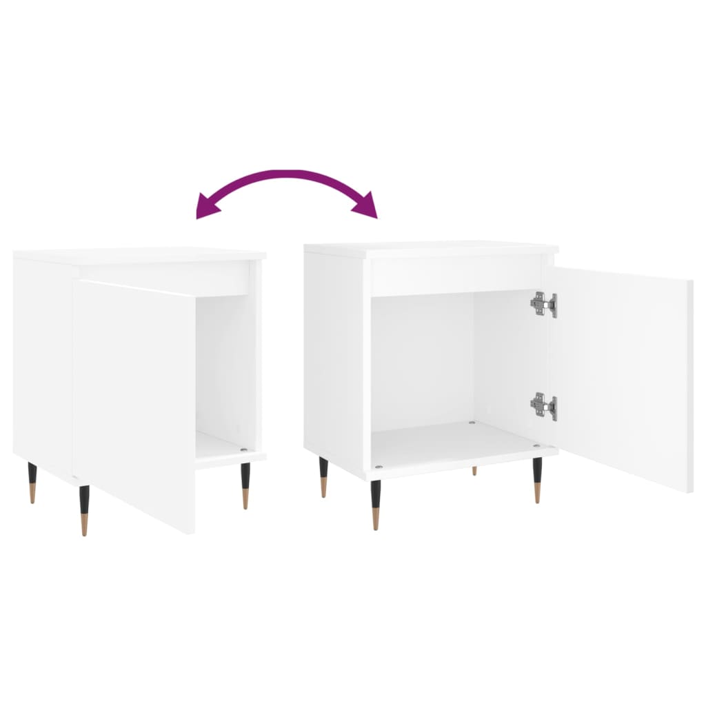 Bedside tables 2 pcs. White 40x30x50 cm wood material