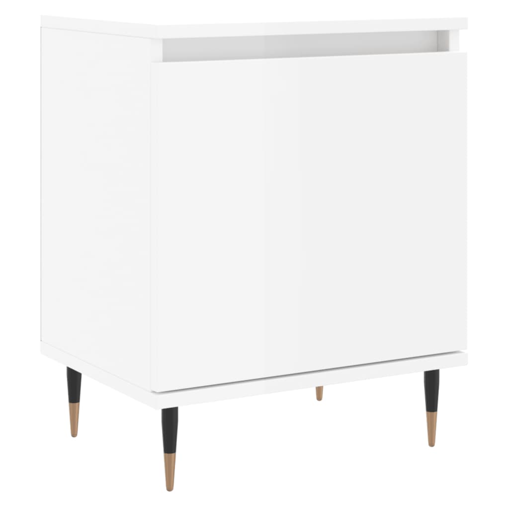 Bedside table high gloss white 40x30x50 cm wood material