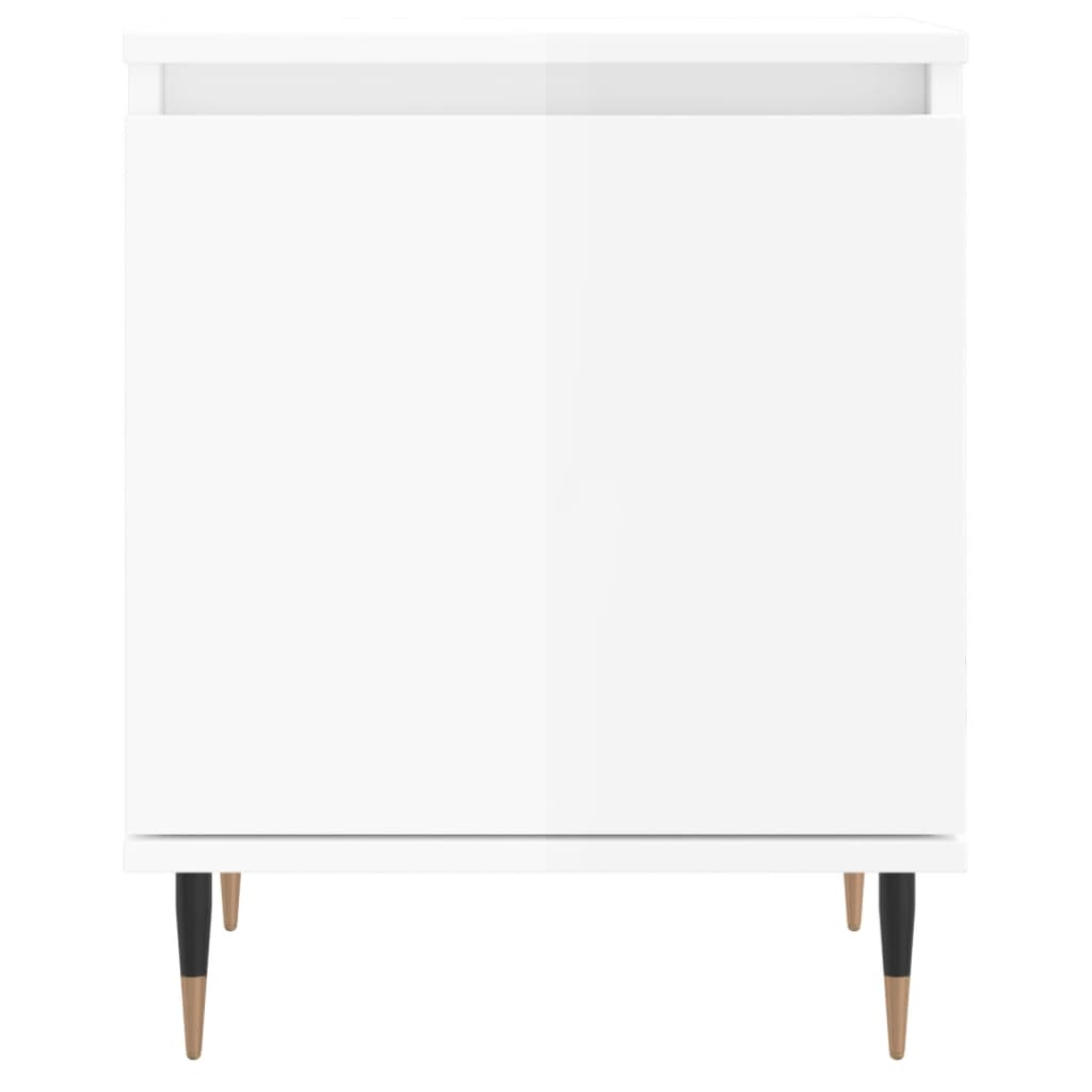 Bedside table high gloss white 40x30x50 cm wood material