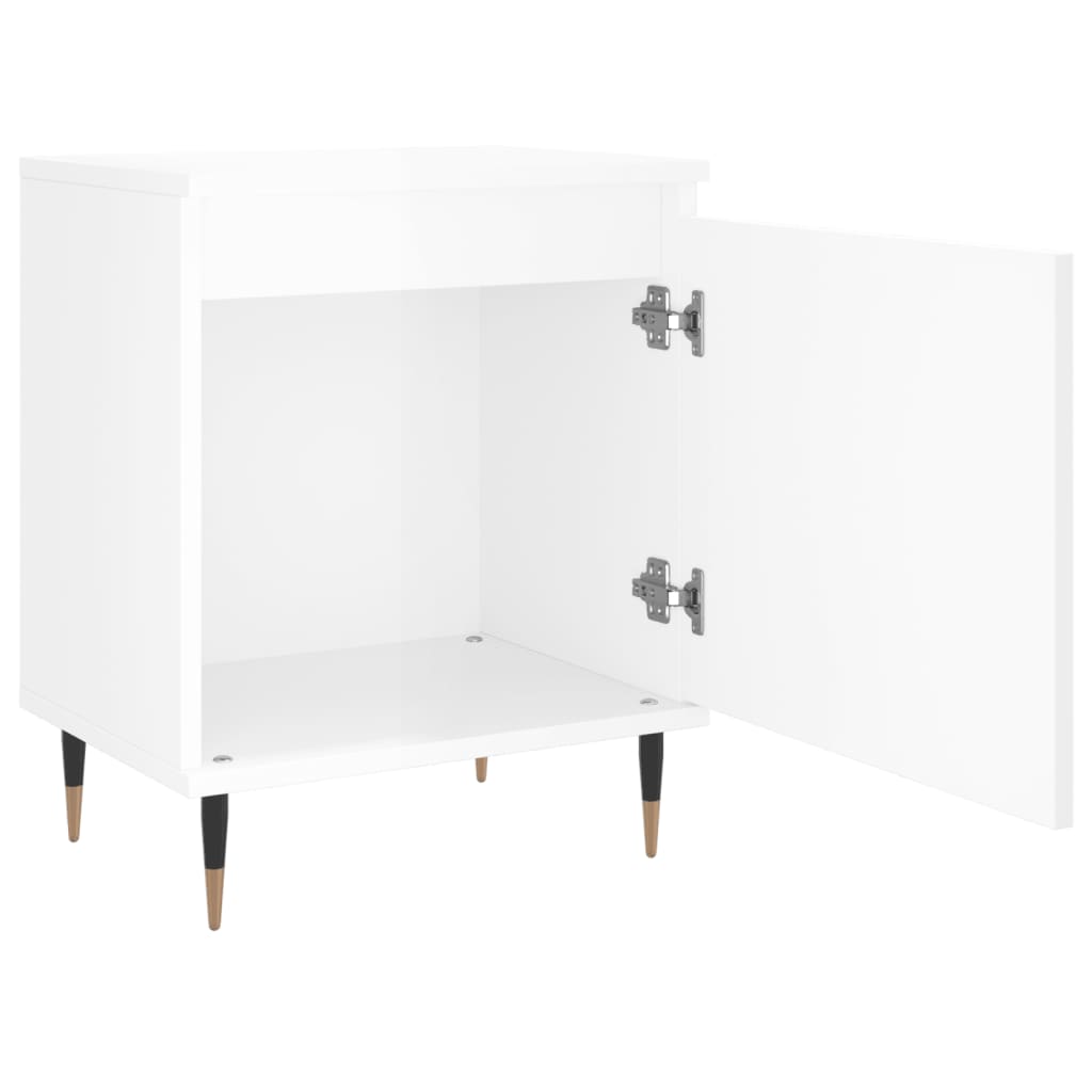 Bedside table high gloss white 40x30x50 cm wood material