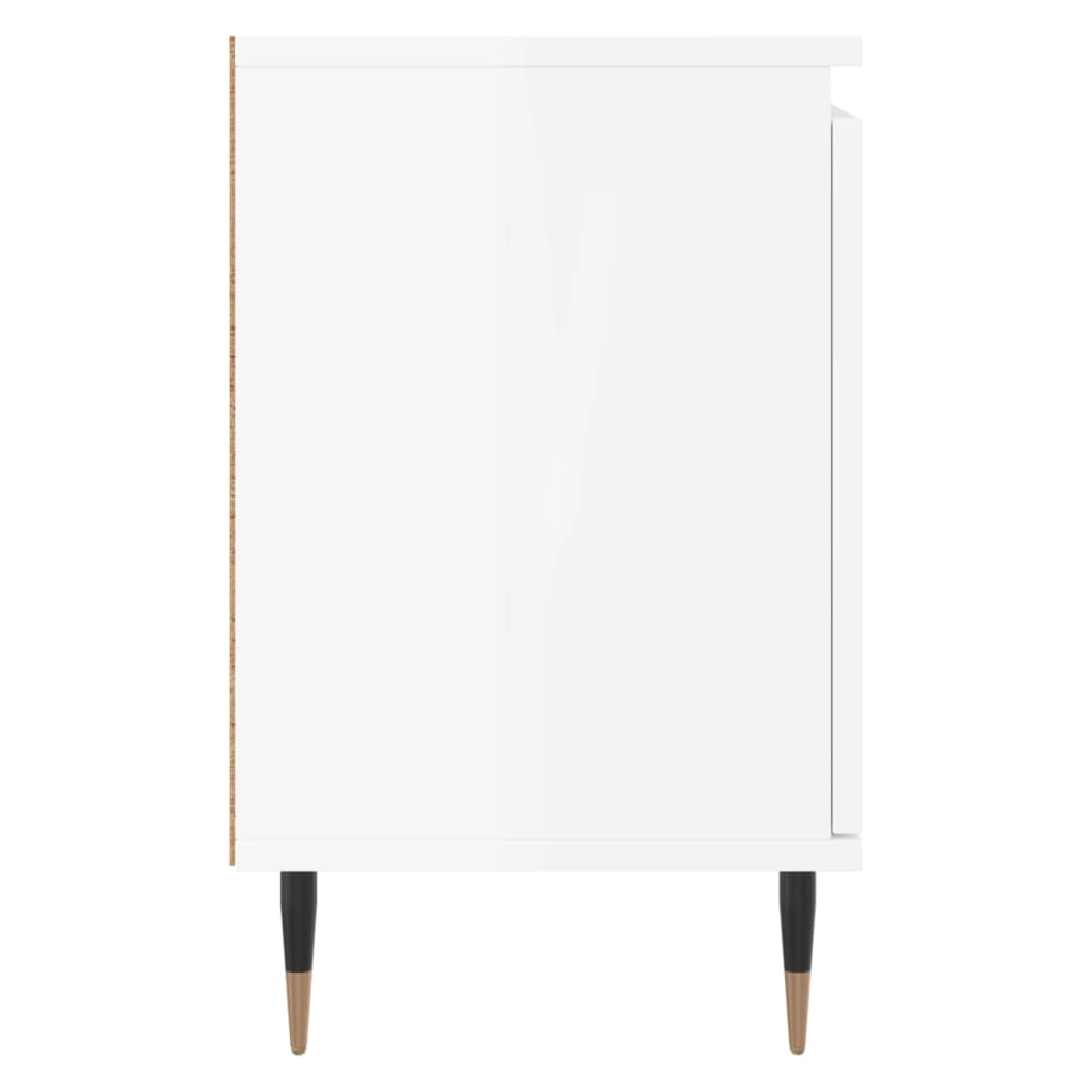 Bedside table high gloss white 40x30x50 cm wood material