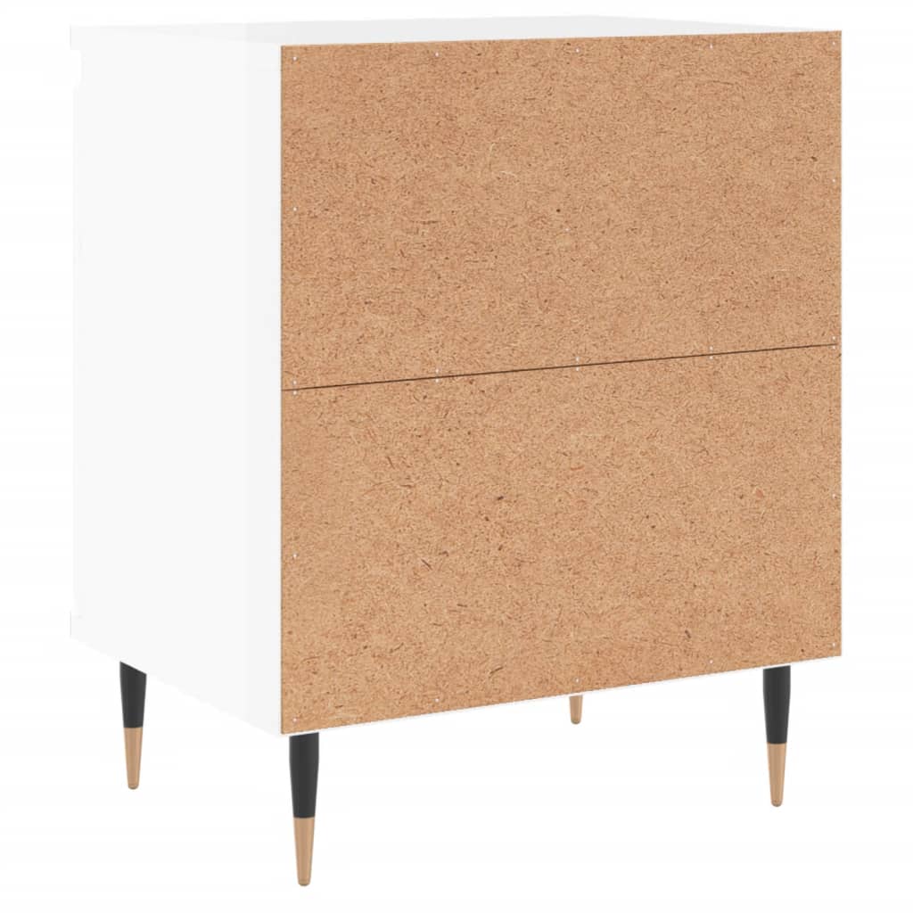 Bedside table high gloss white 40x30x50 cm wood material