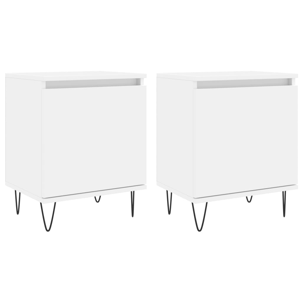 Bedside tables 2 pcs. White 40x30x50 cm wood material