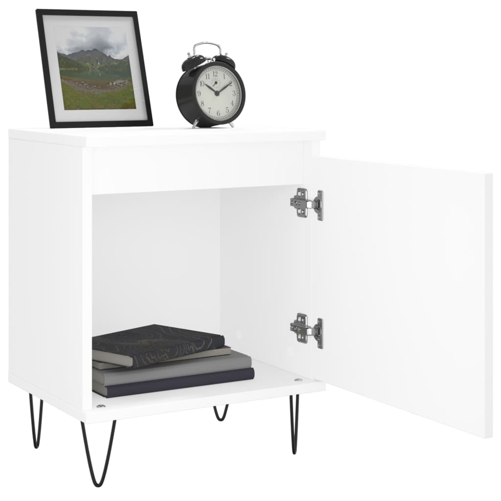 Bedside tables 2 pcs. White 40x30x50 cm wood material