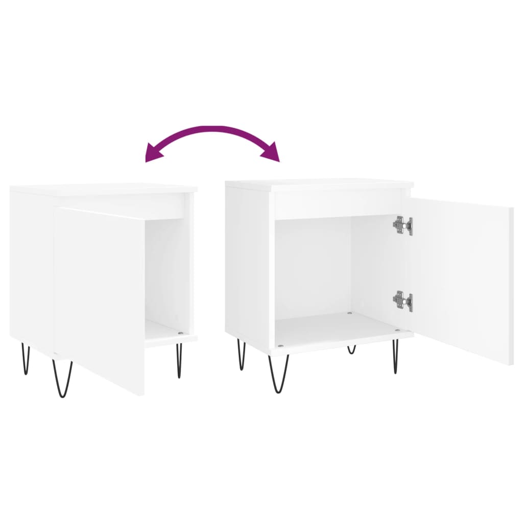Bedside tables 2 pcs. White 40x30x50 cm wood material