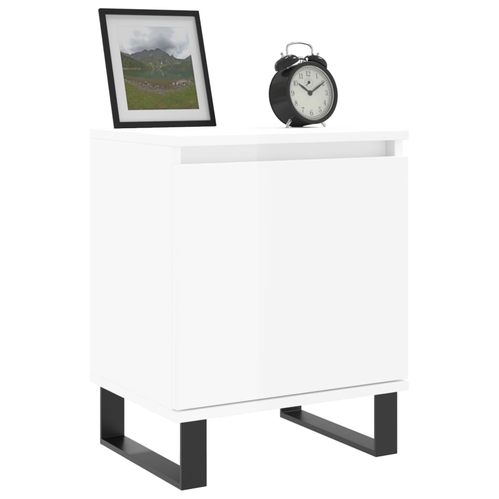 Bedside tables 2 pcs. White 40x30x50 cm wood material