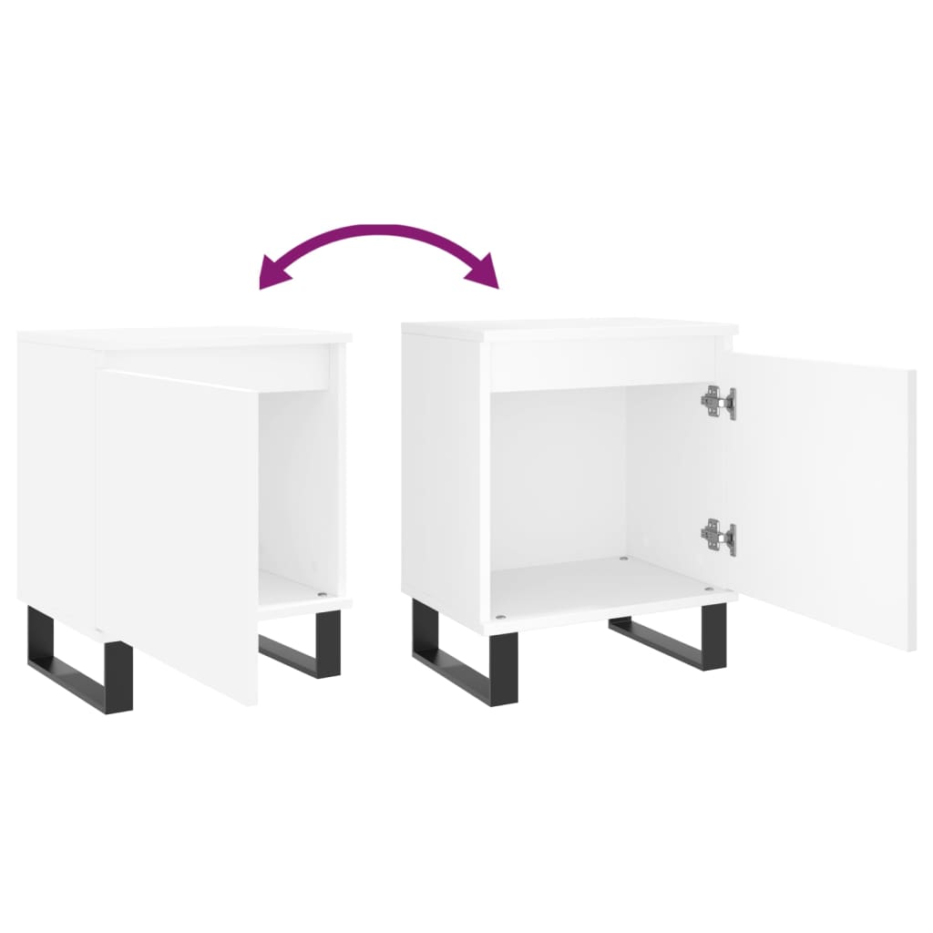 Bedside tables 2 pcs. White 40x30x50 cm wood material