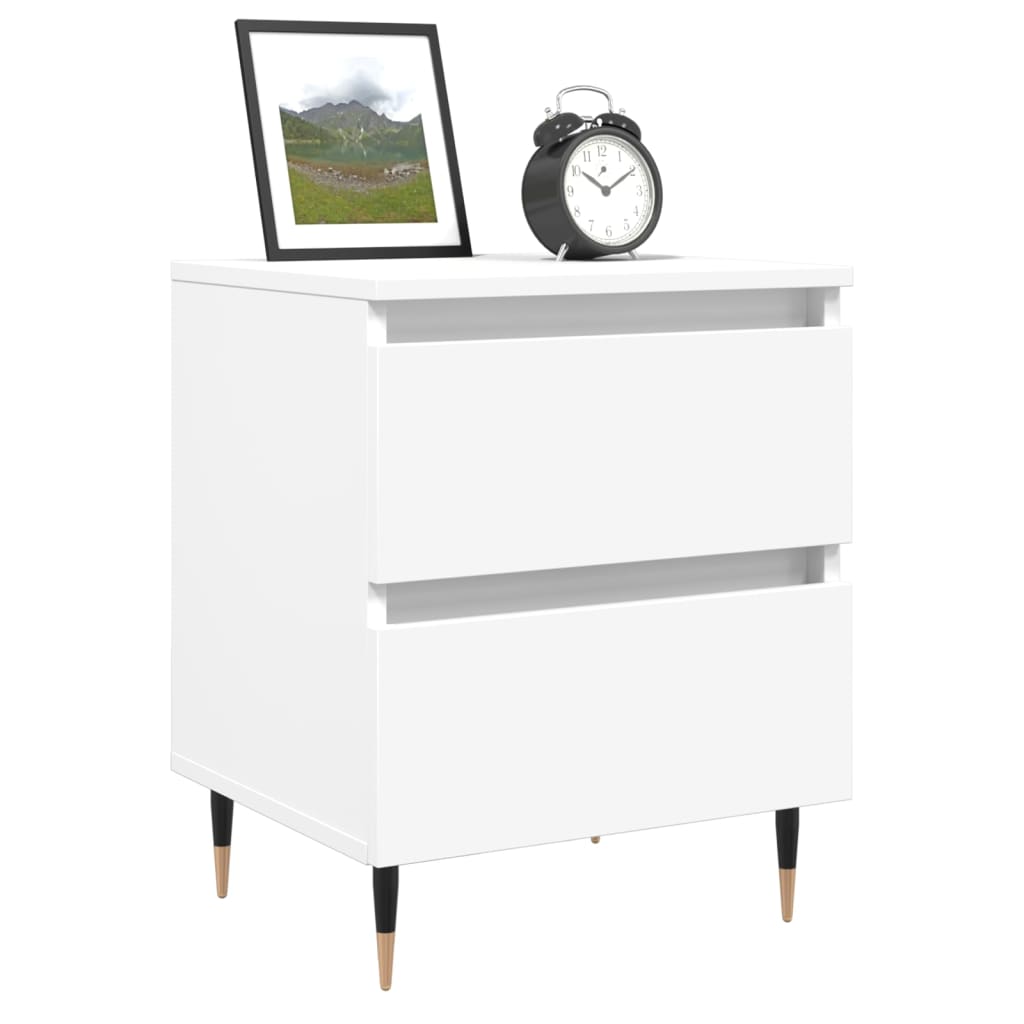 Table de chevet blanche 40x35x50 cm en bois