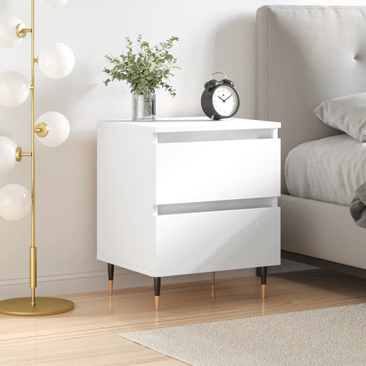 Table de chevet blanche 40x35x50 cm en bois