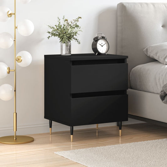 Bedside Table Black 40x35x50 cm Wood Material