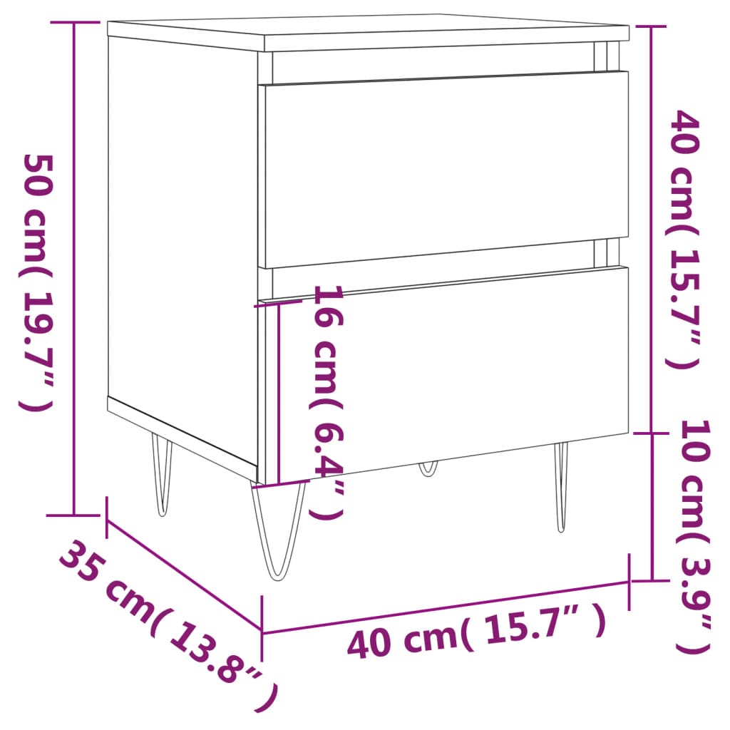 Nachttisch Grau Sonoma 40x35x50 cm Holzwerkstoff