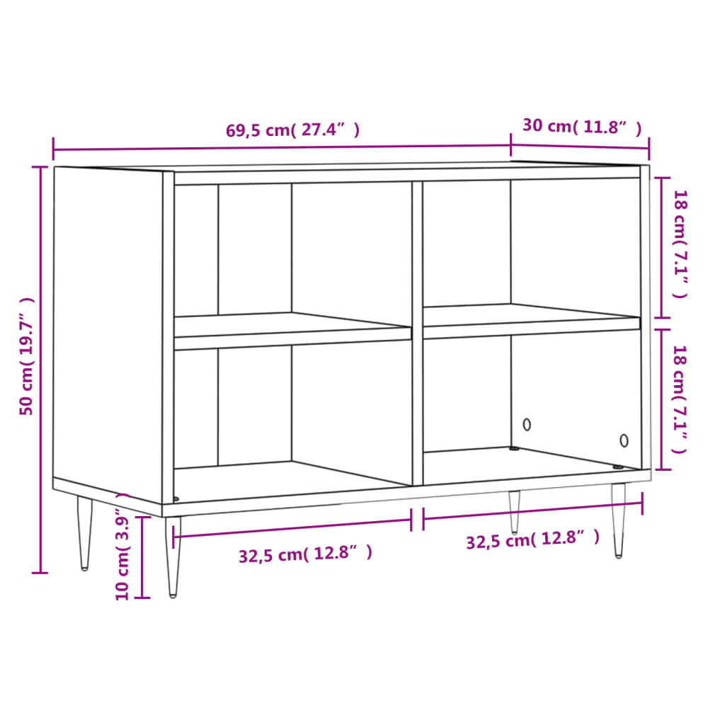 Meuble TV gris béton 69,5x30x50 cm en bois