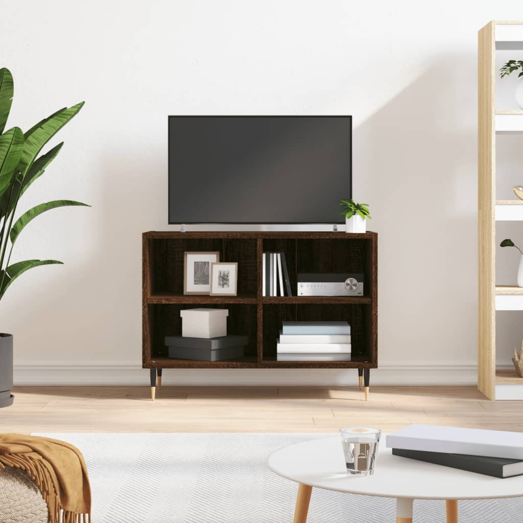 Meuble TV aspect chêne marron 69,5x30x50 cm matériau bois