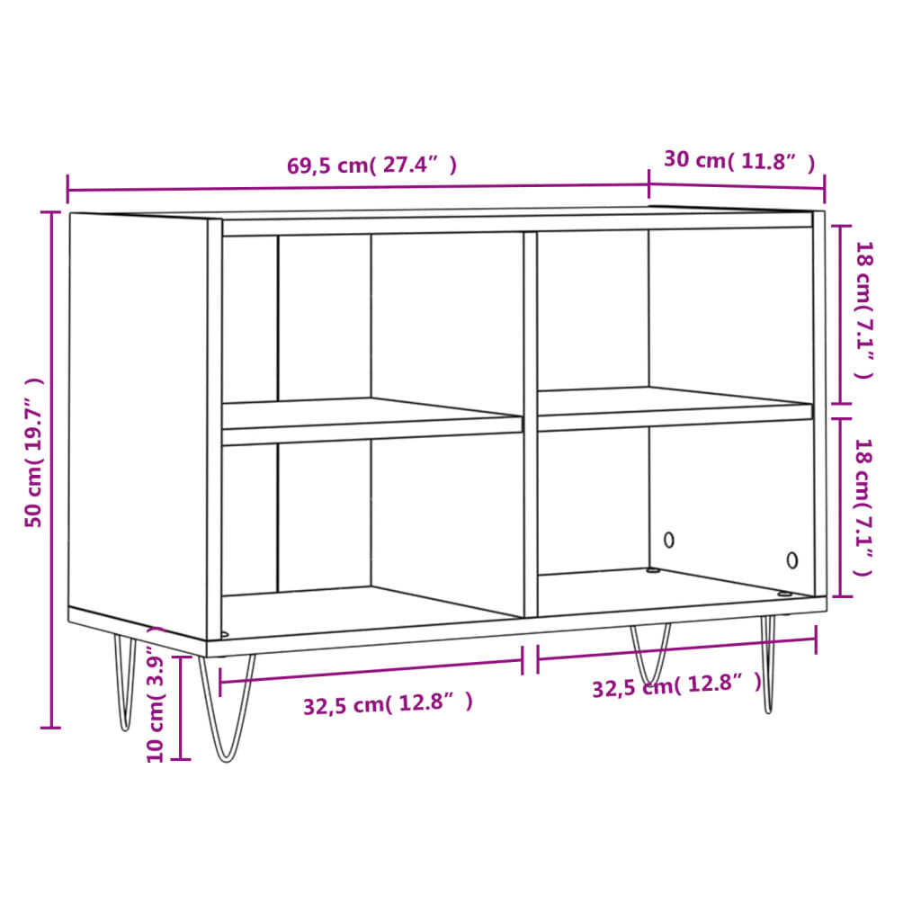 Meuble TV chêne Sonoma 69,5x30x50 cm matériau bois