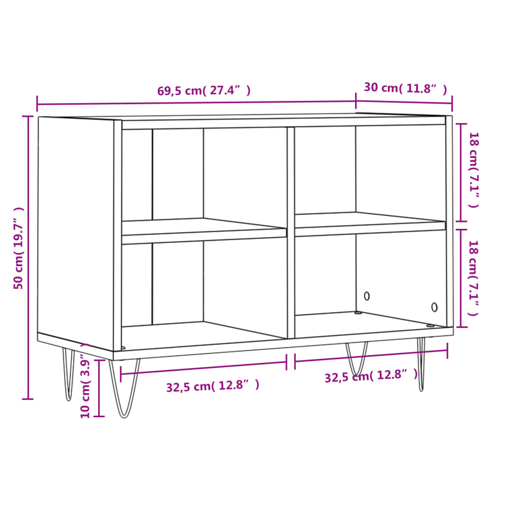 Meuble TV gris béton 69,5x30x50 cm en bois