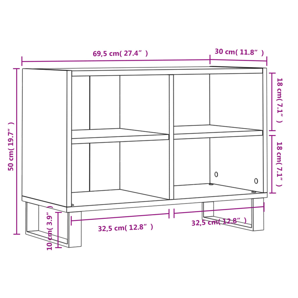 Meuble TV blanc 69,5x30x50 cm en bois