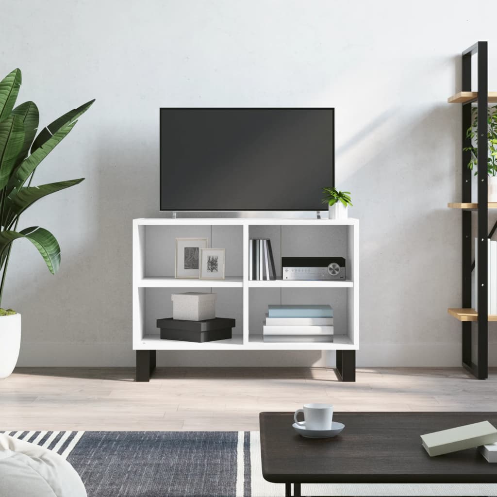 Meuble TV blanc 69,5x30x50 cm en bois