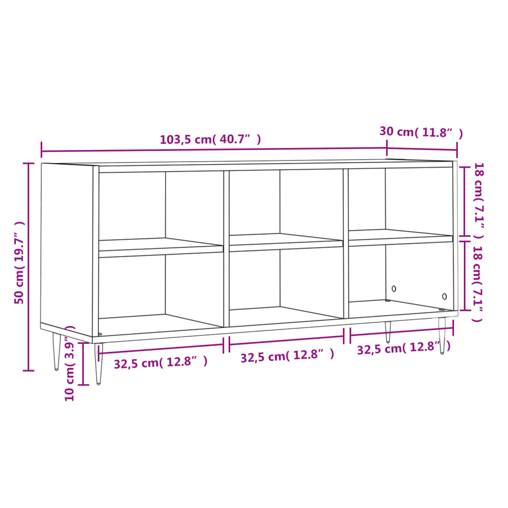 Meuble TV gris béton 103,5x30x50 cm en bois