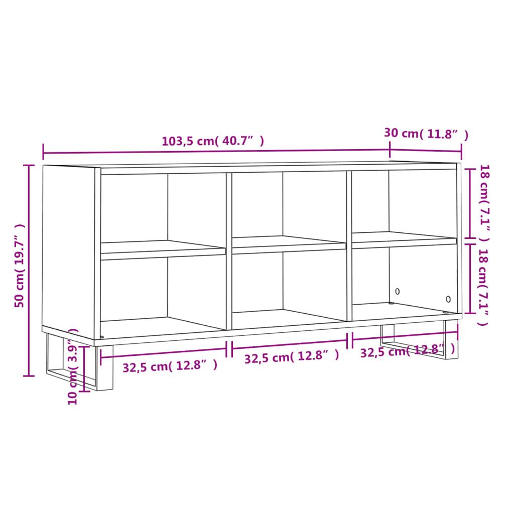 TV-Schrank Betongrau 103,5x30x50 cm Holzwerkstoff