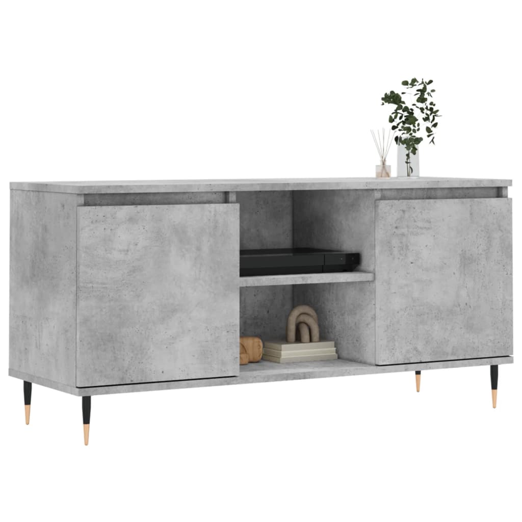 Meuble TV gris béton 104x35x50 cm en bois