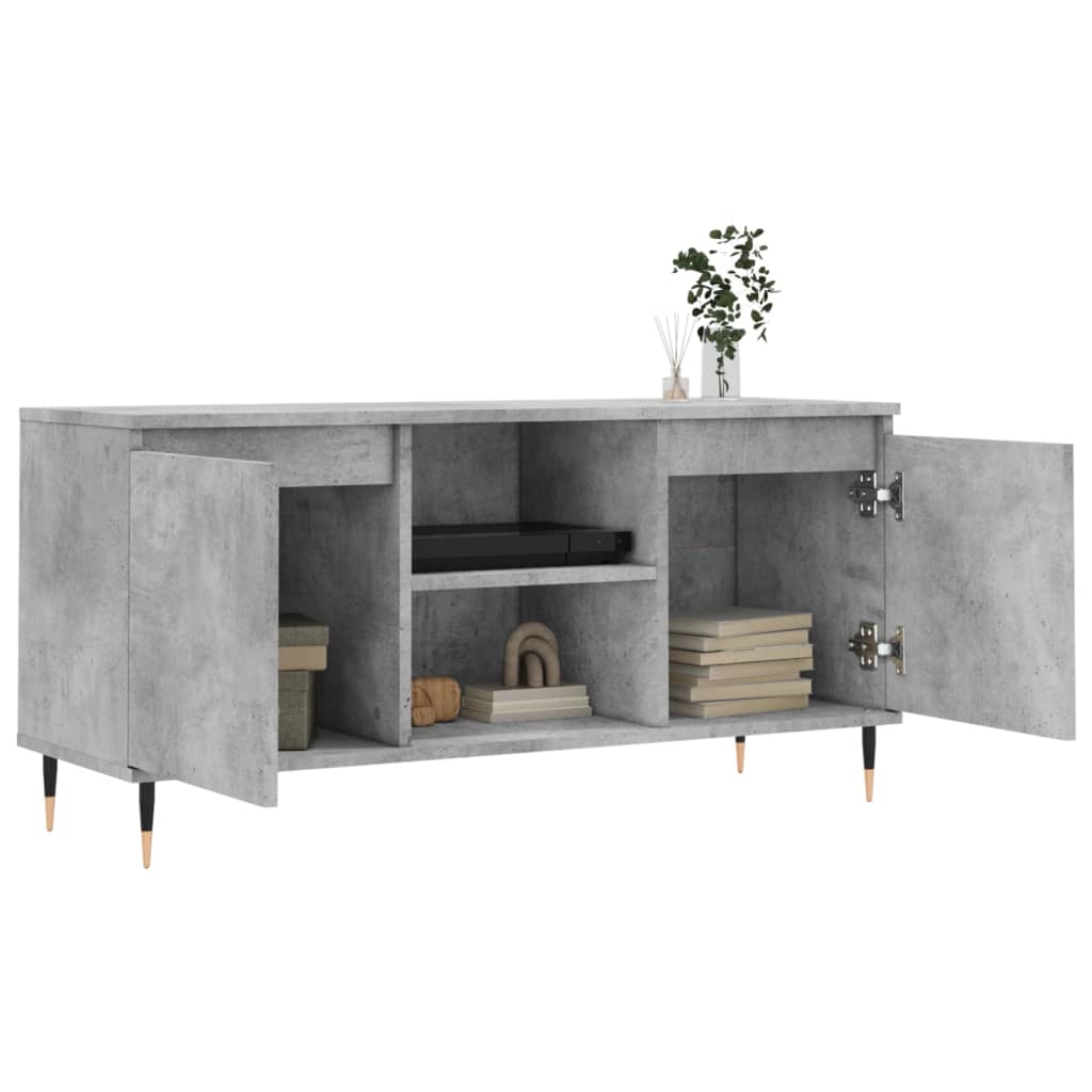 Meuble TV gris béton 104x35x50 cm en bois