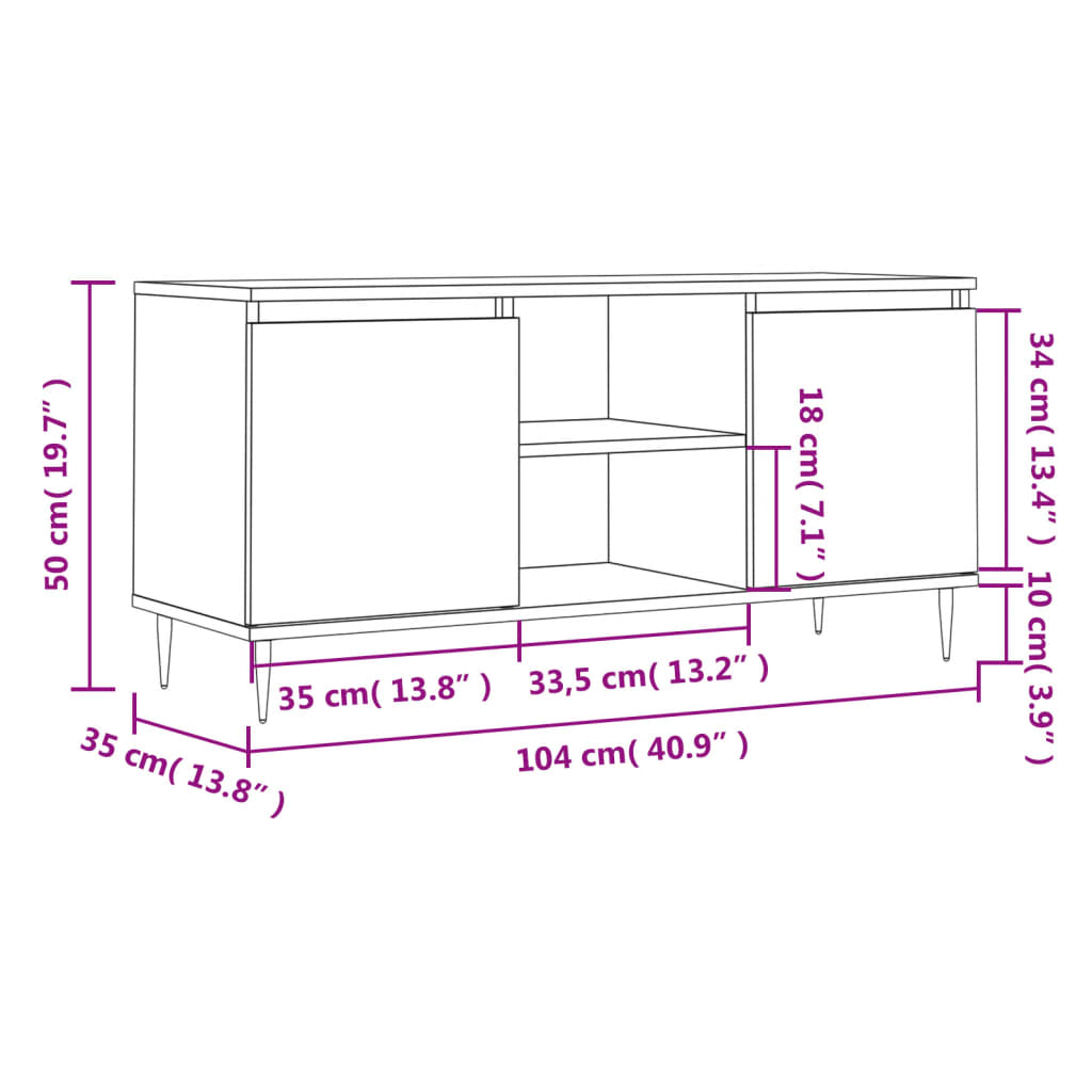 TV-Schrank Betongrau 104x35x50 cm Holzwerkstoff