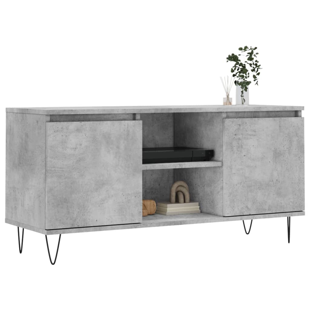 Meuble TV gris béton 104x35x50 cm en bois