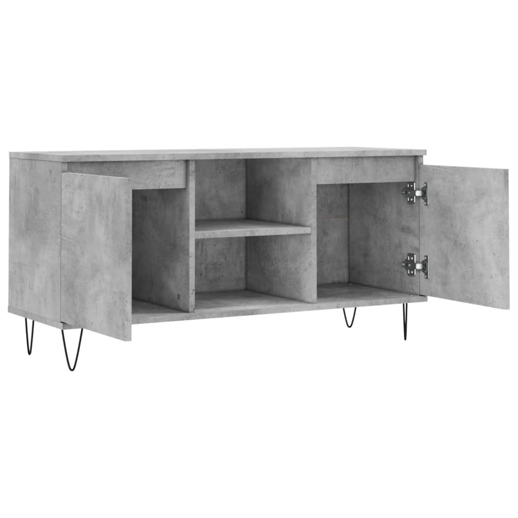 Meuble TV gris béton 104x35x50 cm en bois