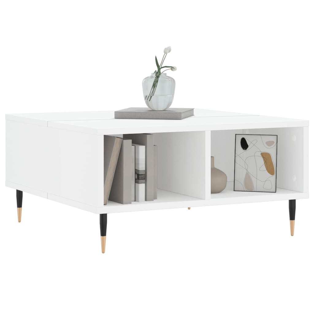 Coffee table high gloss white 60x60x30 cm wood material