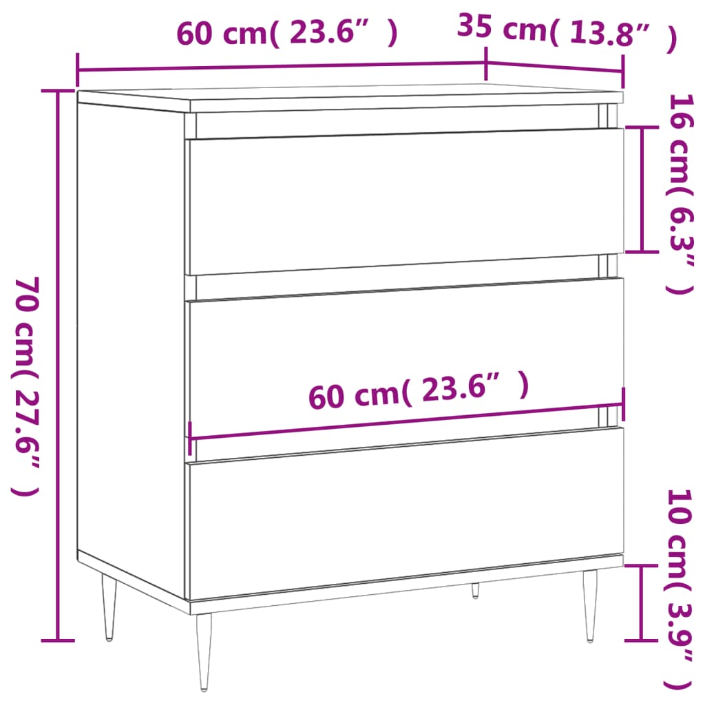 Sideboard Grau Sonoma 60x35x70 cm Holzwerkstoff