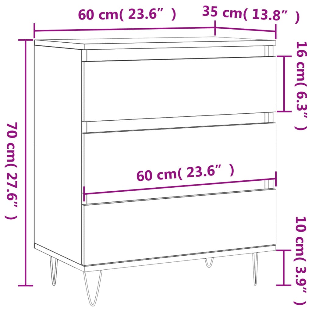 Sideboard Grau Sonoma 60x35x70 cm Holzwerkstoff