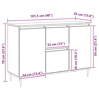Sideboard Grau Sonoma 101,5x35x70 cm Holzwerkstoff