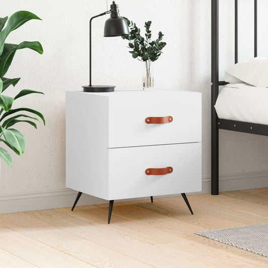 Table de chevet blanche 40x35x47,5 cm en bois