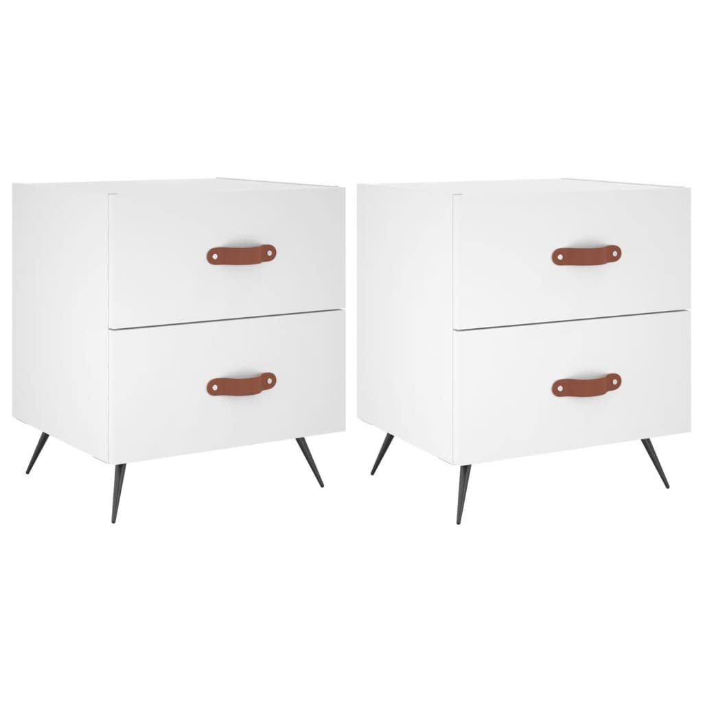 Bedside tables 2 pcs. White 40x35x47.5 cm wood material