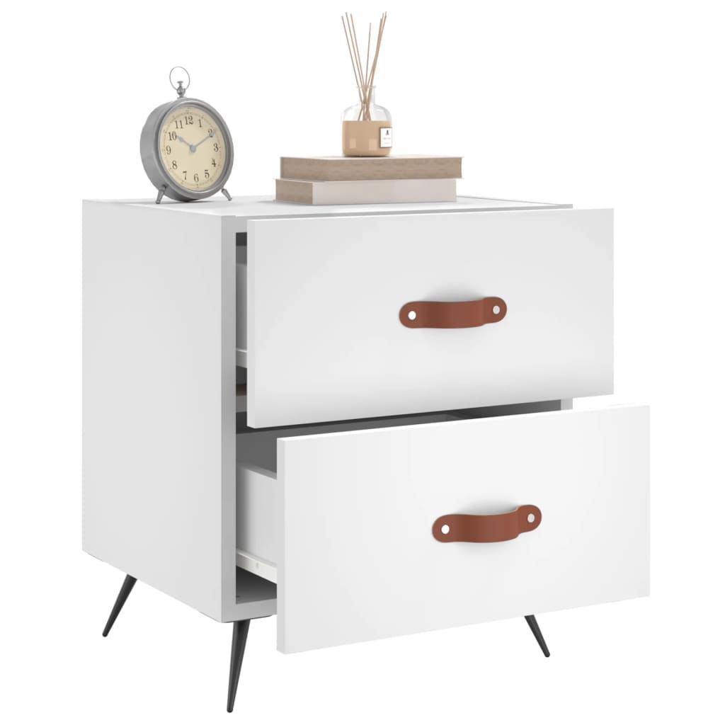 Bedside tables 2 pcs. White 40x35x47.5 cm wood material