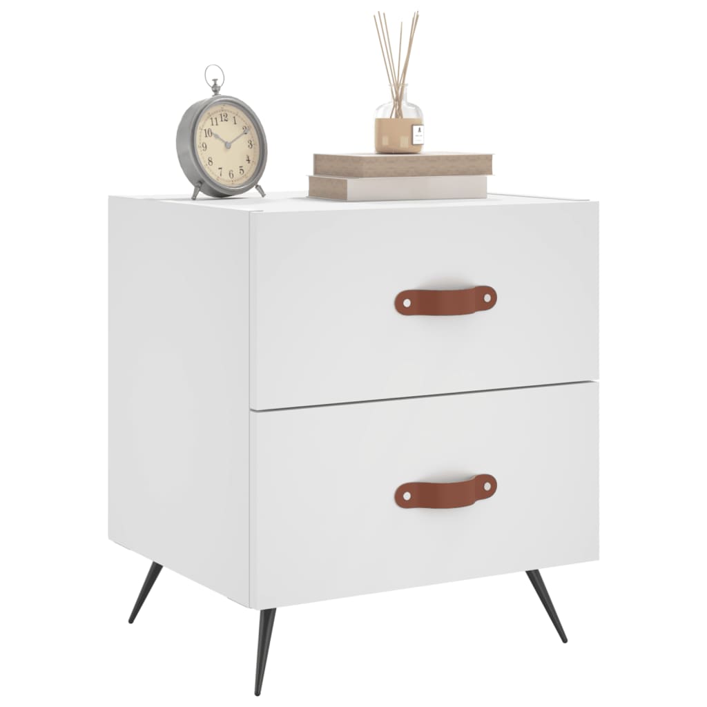 Bedside tables 2 pcs. White 40x35x47.5 cm wood material
