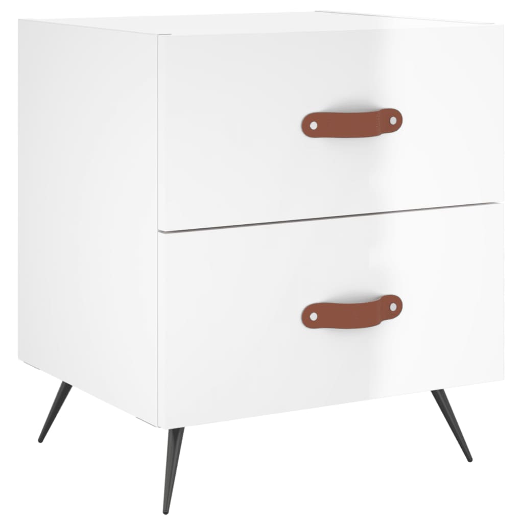 Bedside table high gloss white 40x35x47.5 cm wood material
