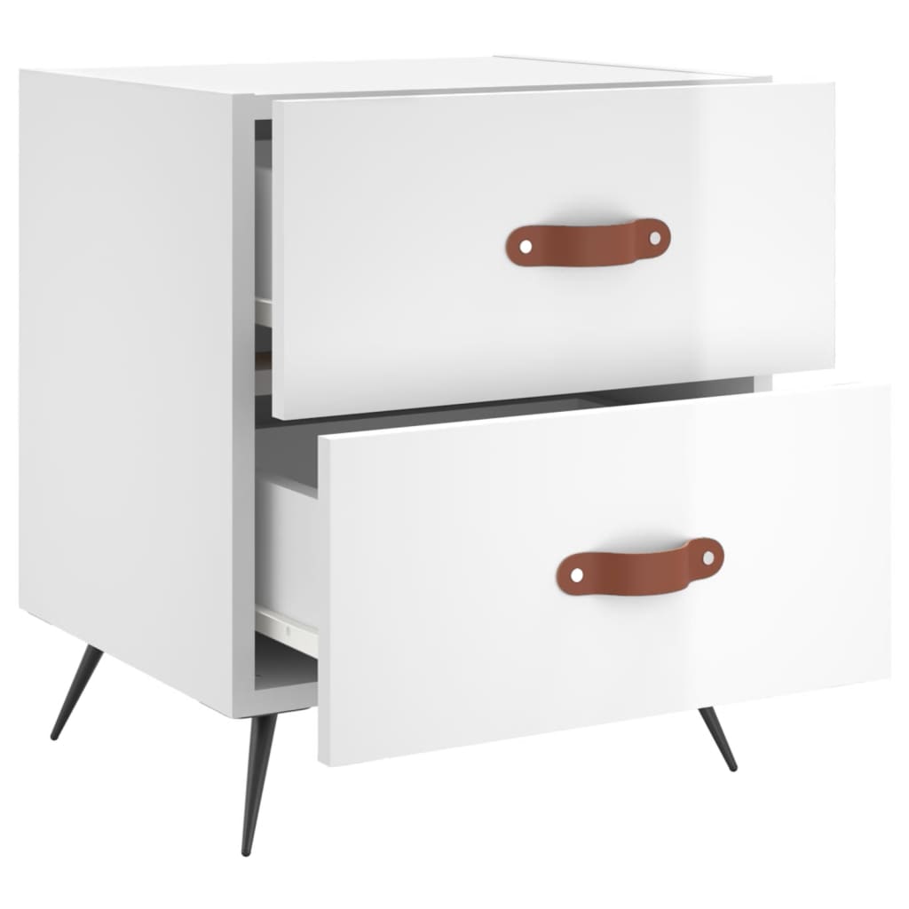 Bedside table high gloss white 40x35x47.5 cm wood material