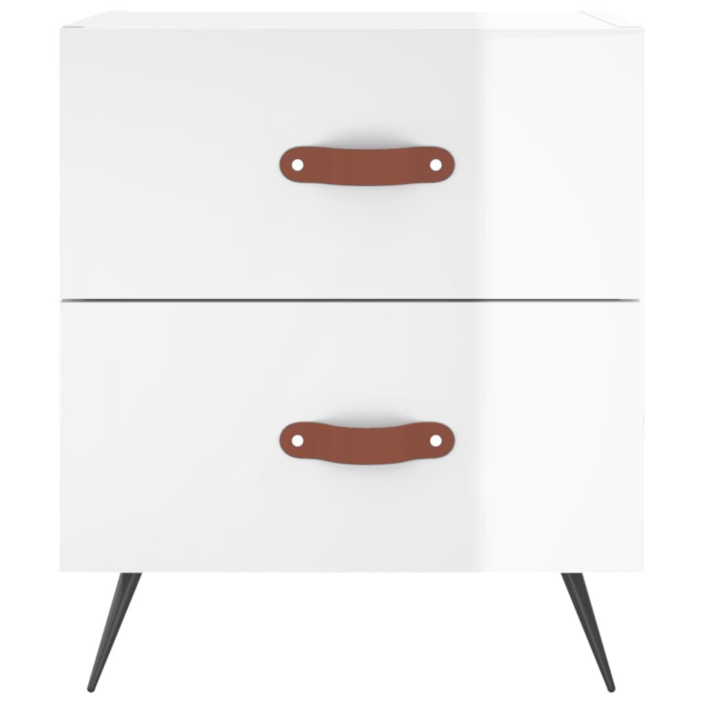 Bedside table high gloss white 40x35x47.5 cm wood material