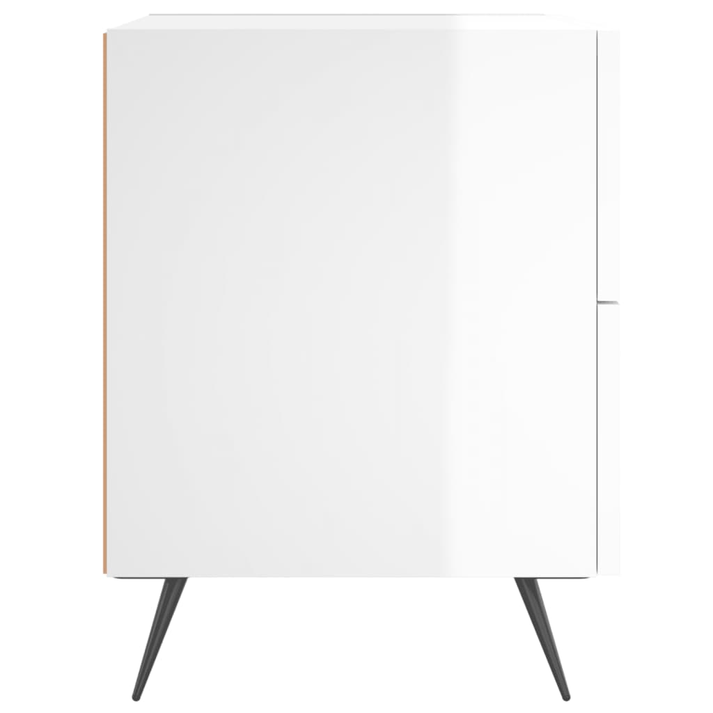 Bedside table high gloss white 40x35x47.5 cm wood material
