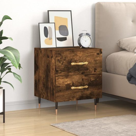 Bedside table smoked oak 40x35x47.5 cm wood material
