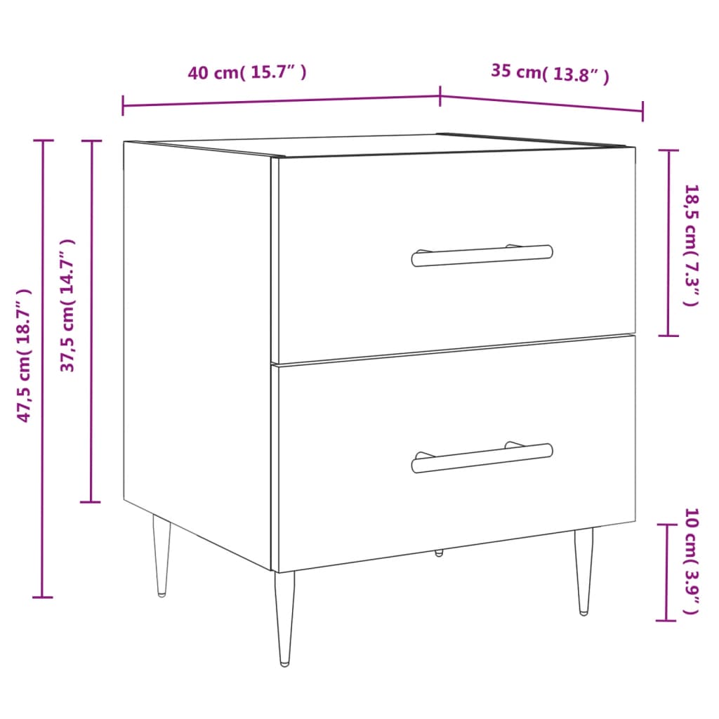 Nachttische 2 Stk. Grau Sonoma 40x35x47,5 cm Holzwerkstoff