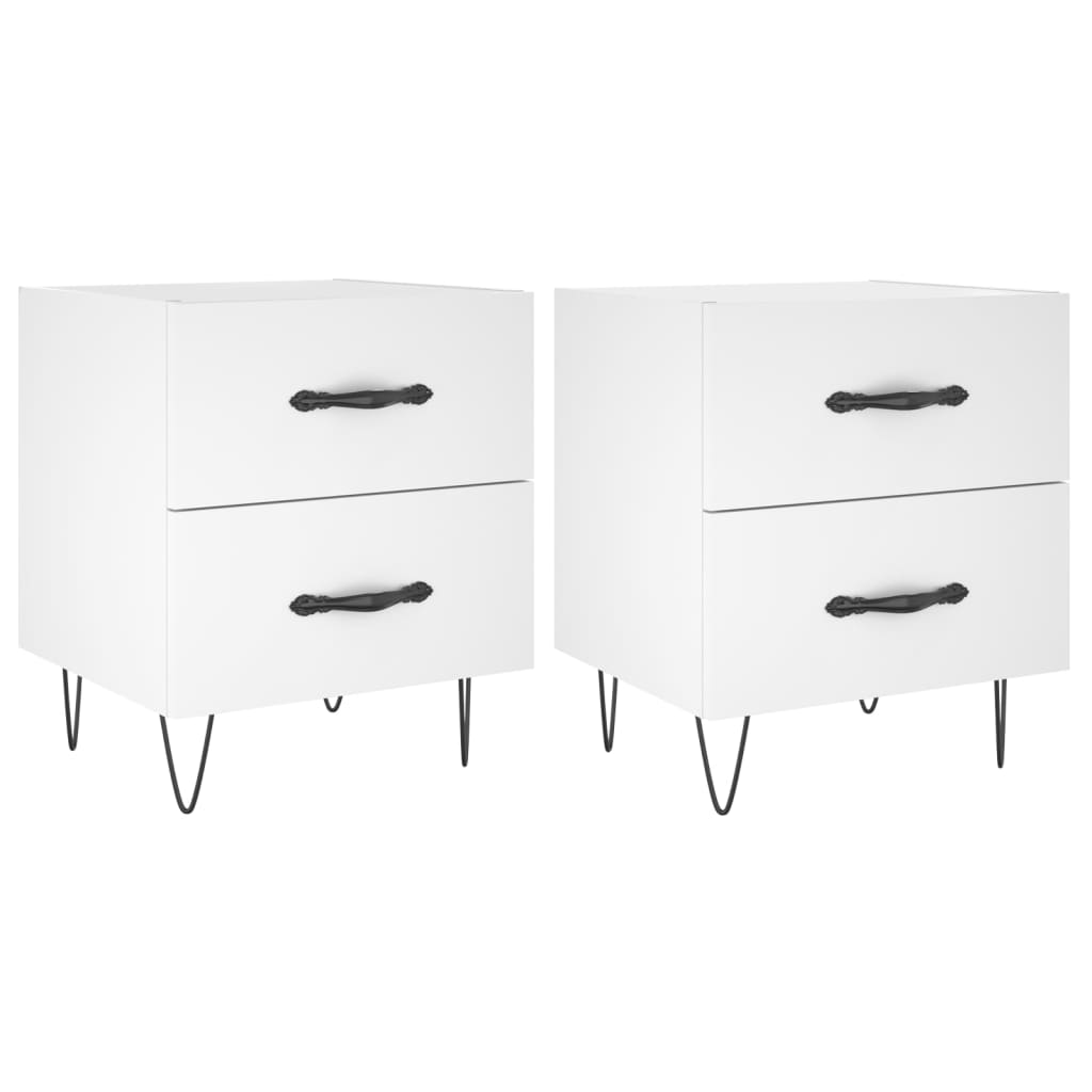 Bedside tables 2 pcs. White 40x35x47.5 cm wood material