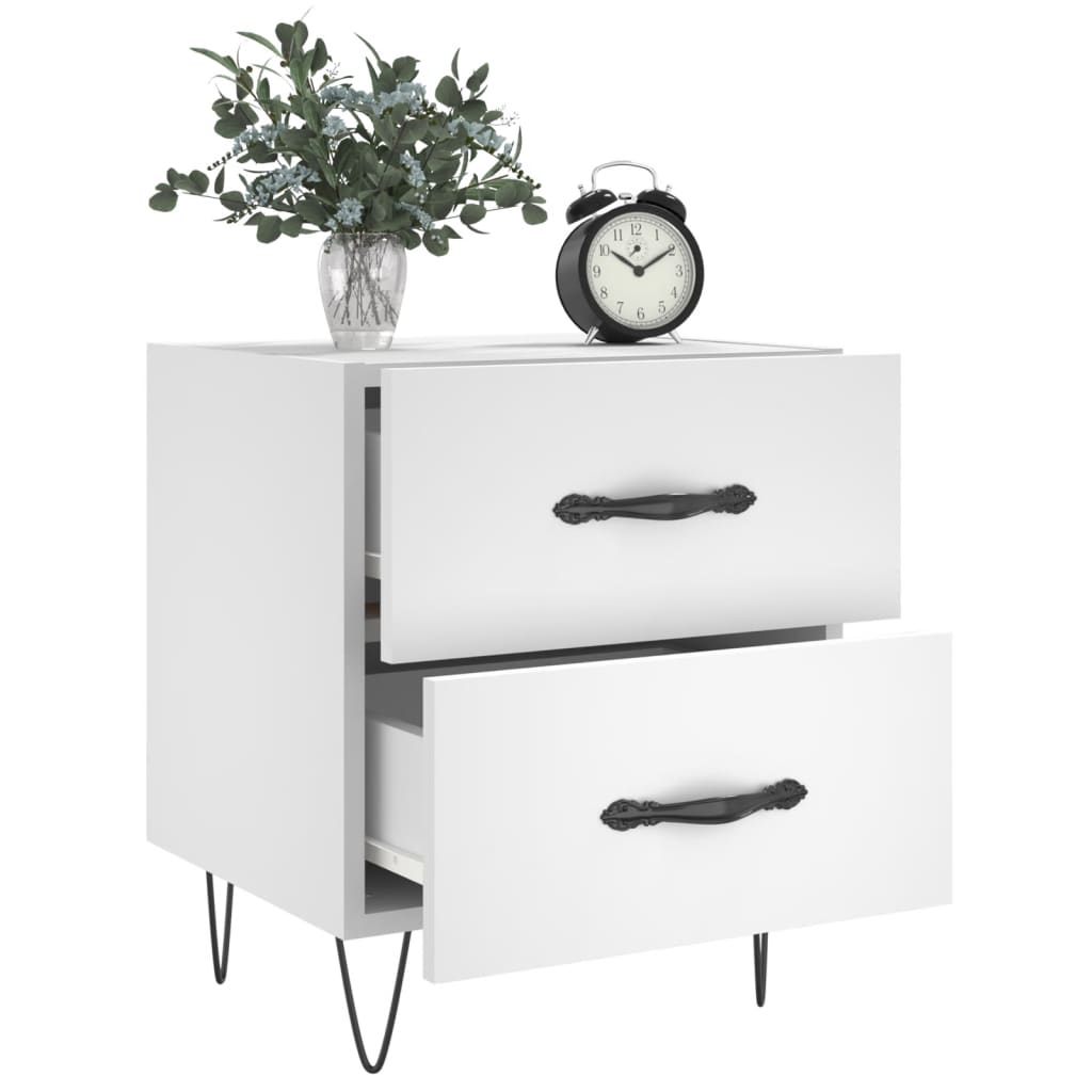 Bedside tables 2 pcs. White 40x35x47.5 cm wood material